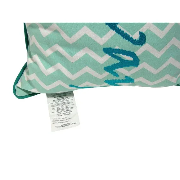 Beach House Coastal Pillow, Sail Away, Rectangle, Aqua, NOS